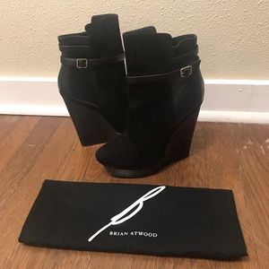 Brian Atwood Black Ankle Booties, Size 7.5